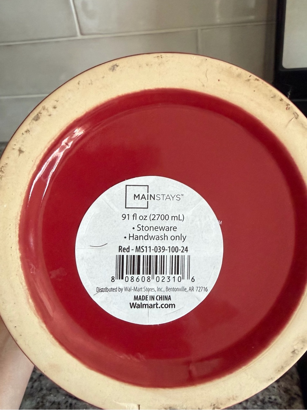 Mainstays Red Stoneware Crock - Picture 2 of 4